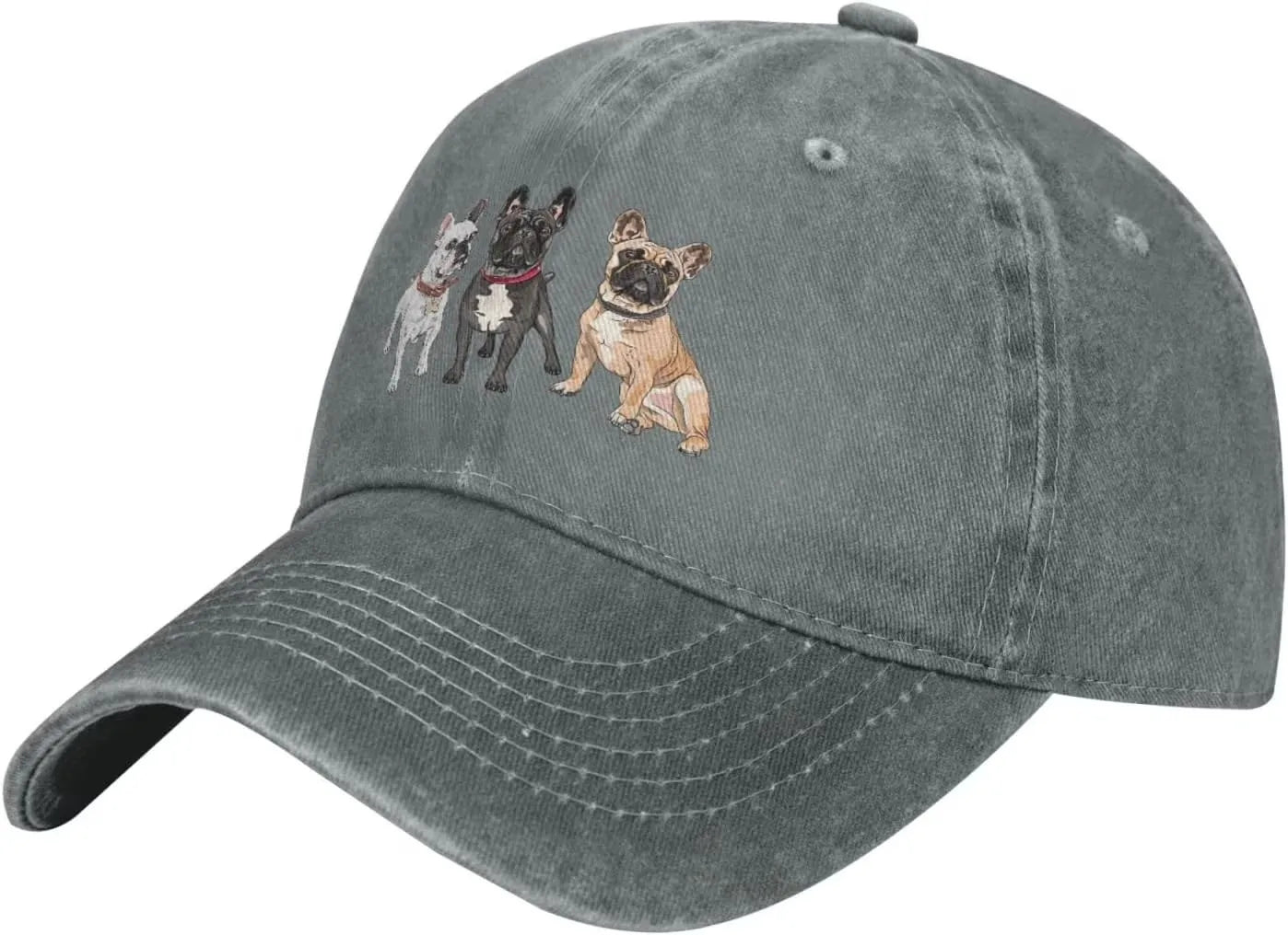 French Bulldog Trio Denim Baseball Cap