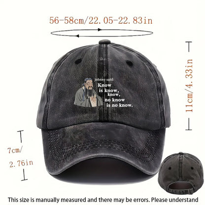 Confucius Print Washed Baseball Cap