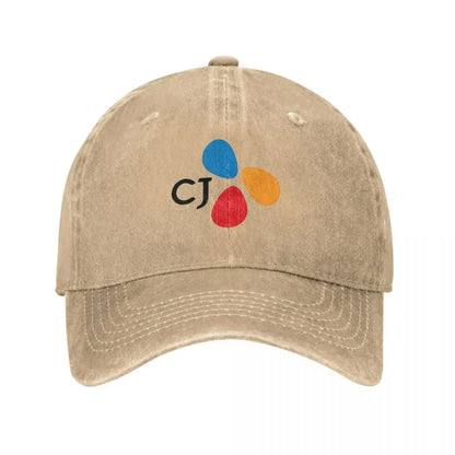CJ Group Logo Vintage Distressed Washed Baseball Cap Hat