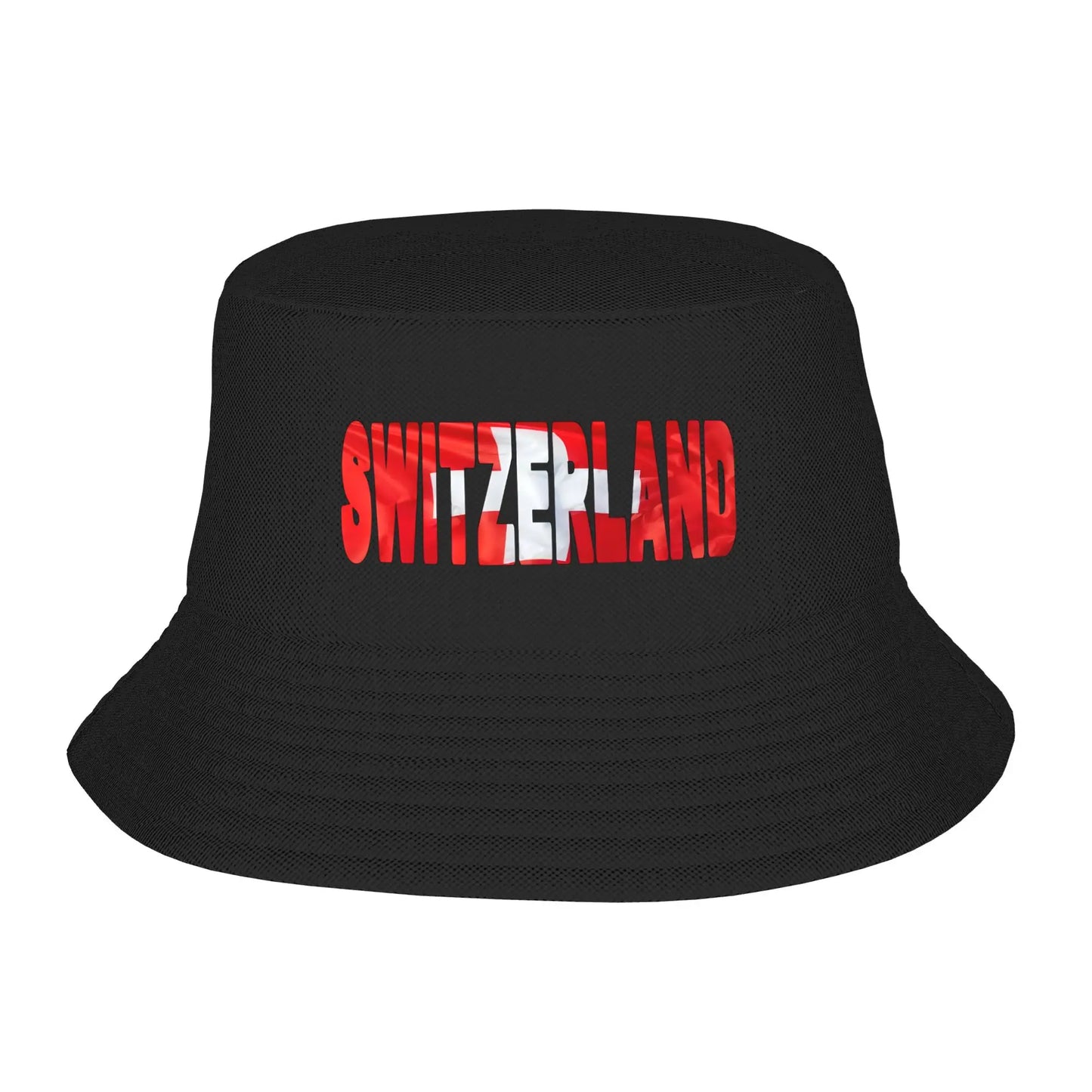 Switzerland Flag Wind Letter Bucket Hat