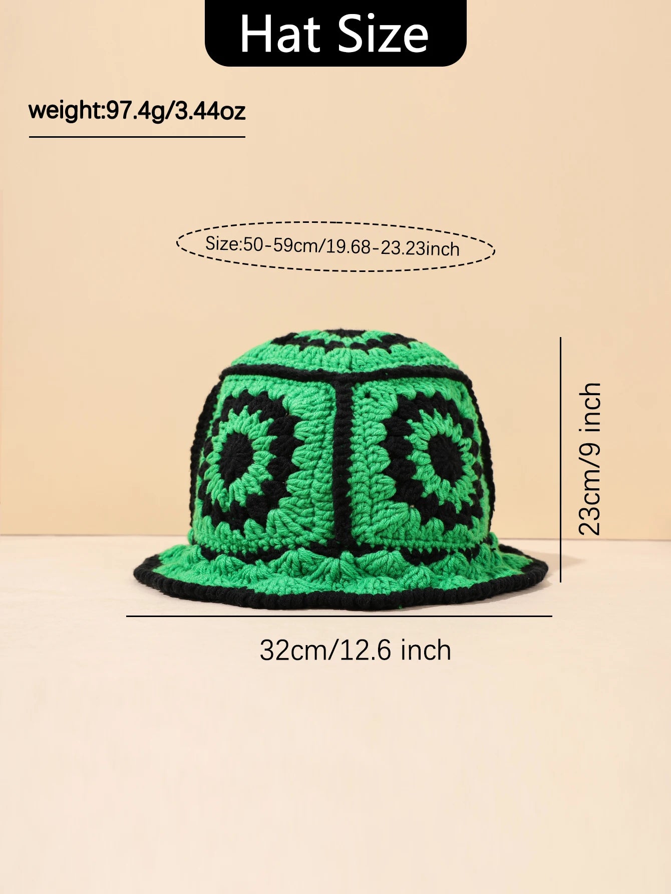 Women Vintage Geometric Crochet Bucket Hat