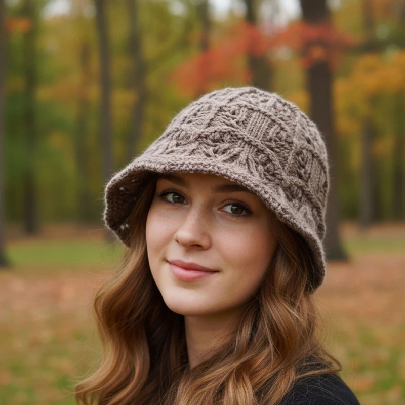 Women Handmade Crochet Wide Brim Fisherman Hat