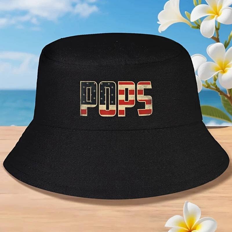 POPs American Flag Lettering Bucket Hat