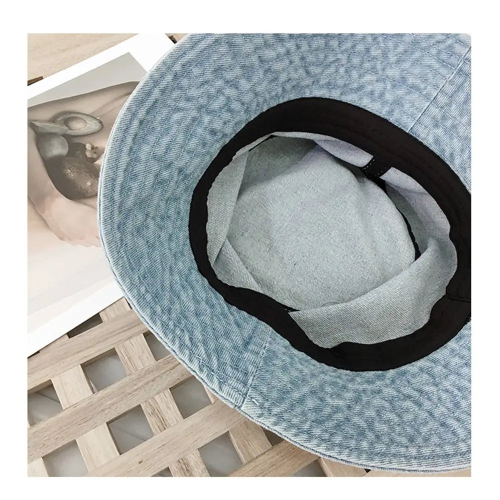 Denim Fabric Unisex Women Men Cotton Bucket Hats