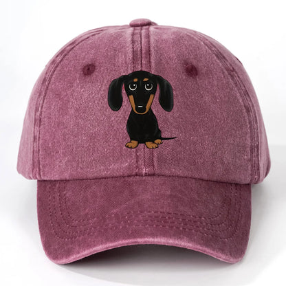 Dog Embroidery Washed Baseball Cap