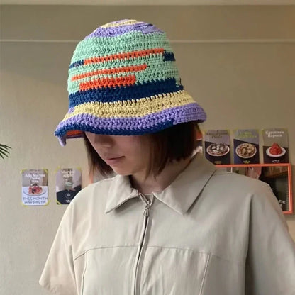 Color Splicing Knitted Bucket Hat