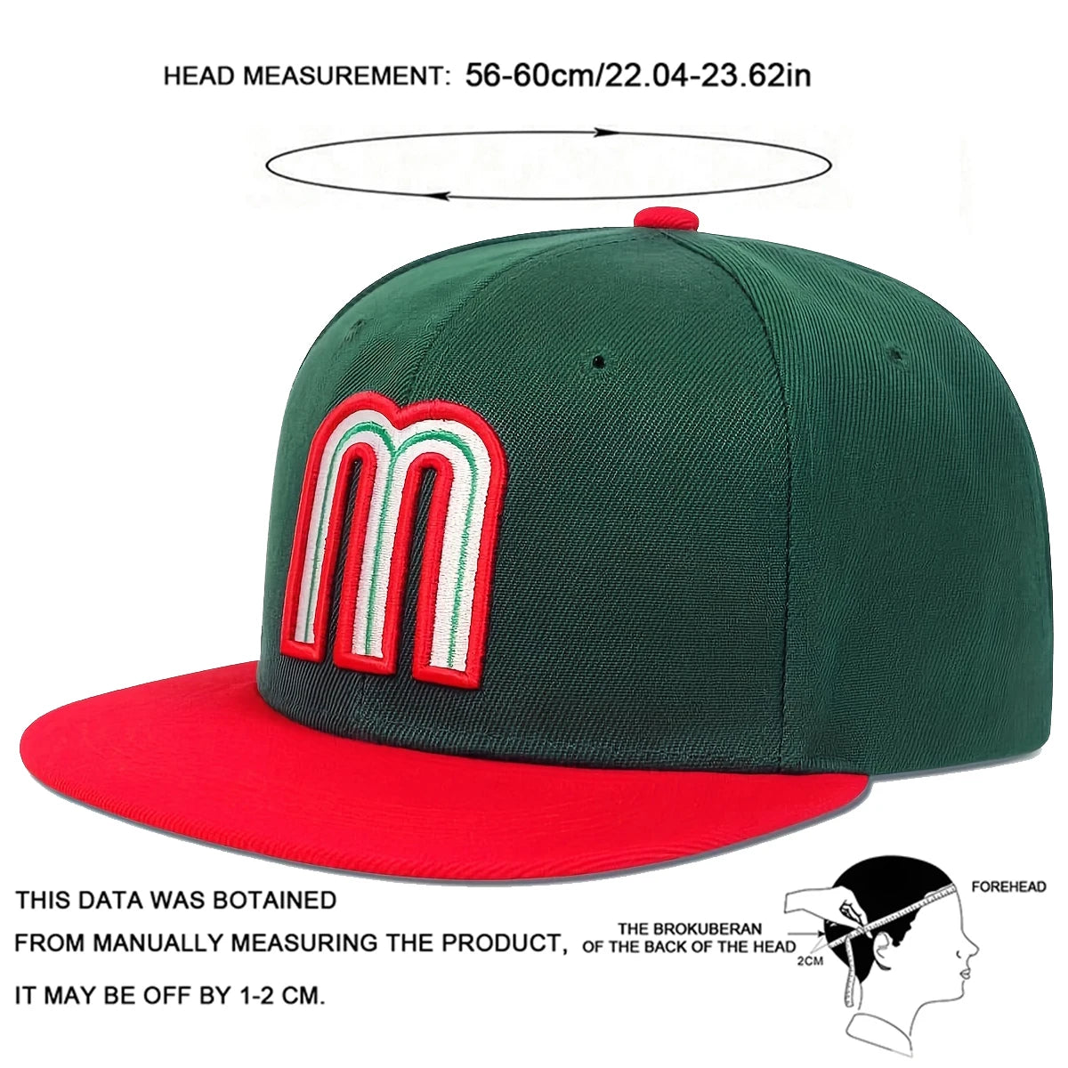 Unisex M Letter Embroidered Hip-Hop Snapback Cap