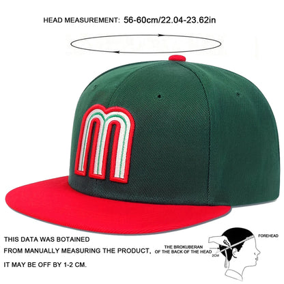 Unisex M Letter Embroidered Hip-Hop Snapback Cap