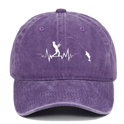 Fishing Embroidered Washed Cotton Baseball Cap