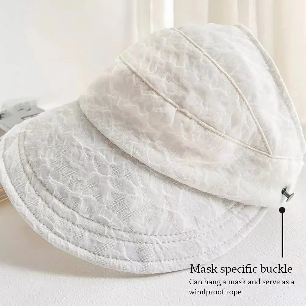 Wide Brim Sun Hat Summer Ponytail UV Protection