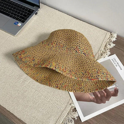 Wide Brim Straw Sunshade Bucket Hat