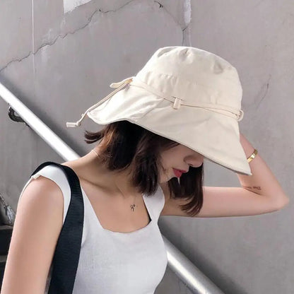 Adjustable Foldable Solid Color Sun Protection Bucket Hat