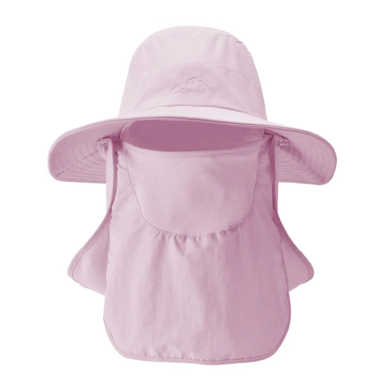 UPF Wide Brim Detachable Face Mask Bucket Hat