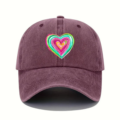 Vintage Heart Print Baseball Cap