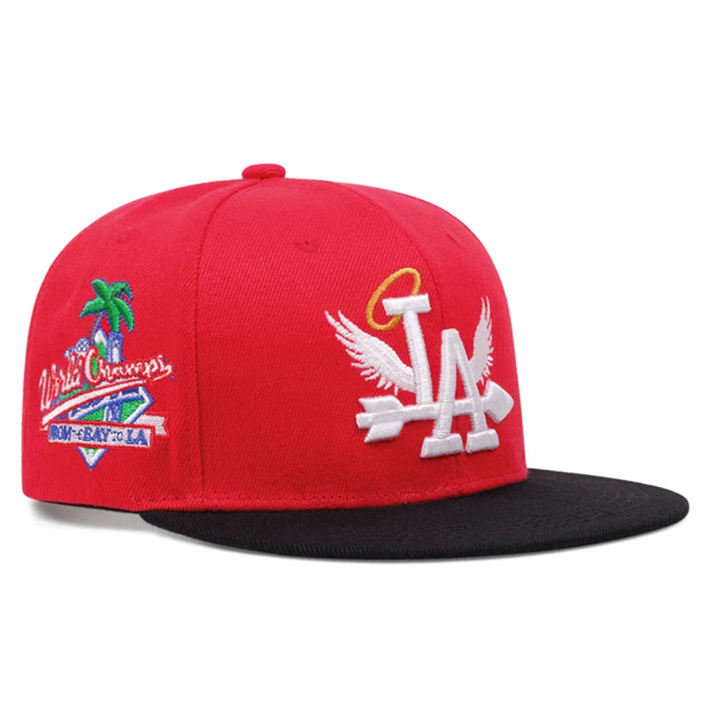 LA Wings Embroidered Flat Brim Mesh Snapback Cap