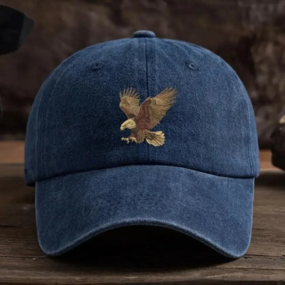 Washed Eagle Print Baseball Cap