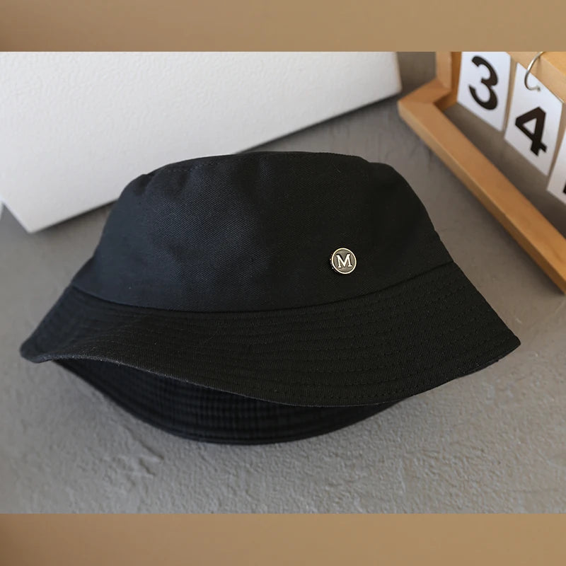 Solid Color Letter Sunshade Bucket Hat