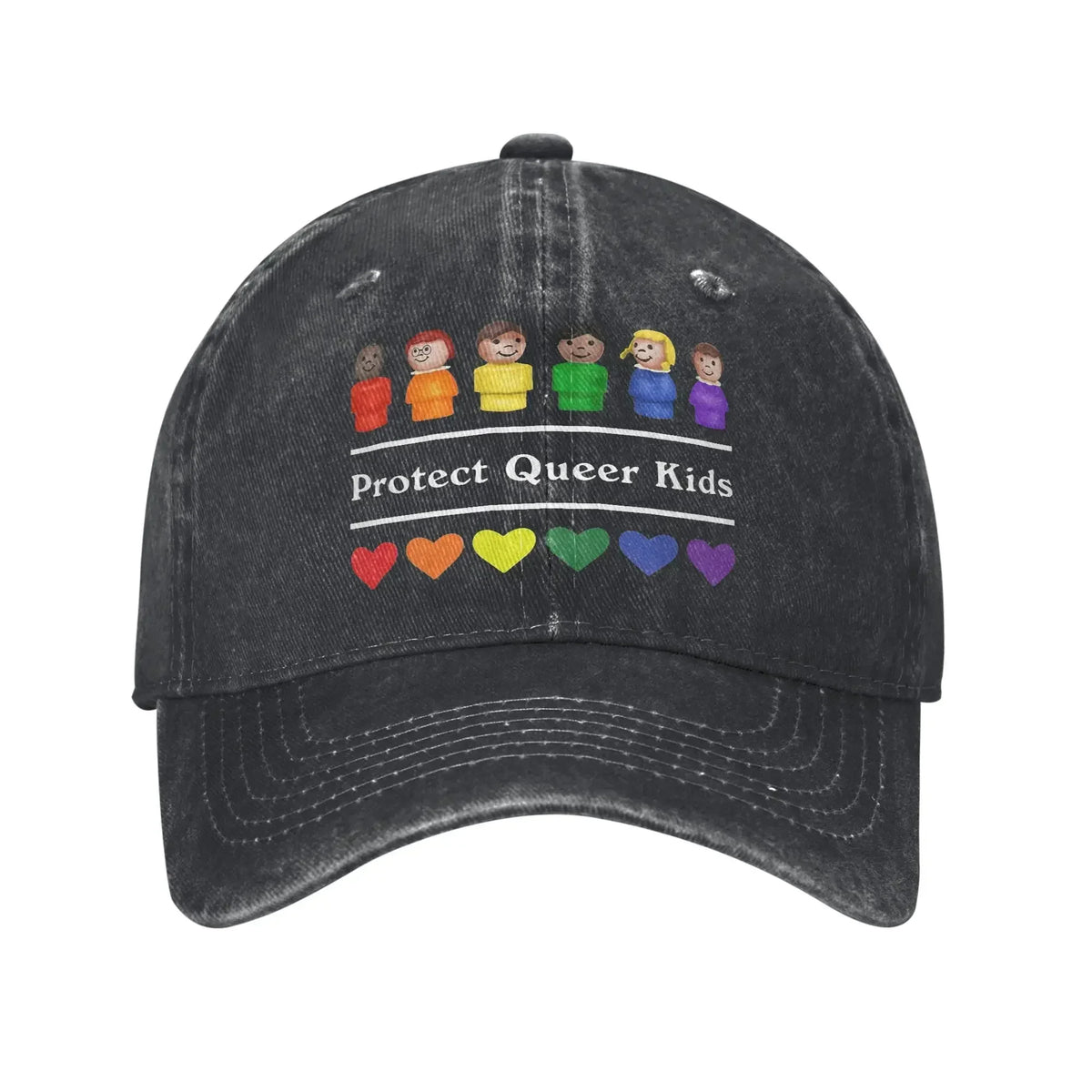 Protect The Dolls Distressed Denim Baseball Cap