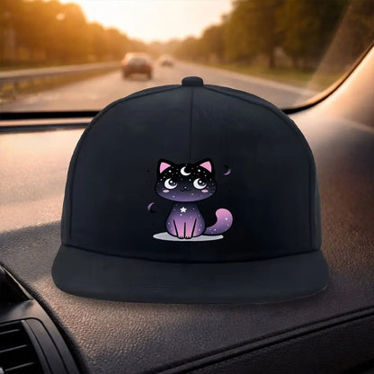 Starry Sky Cat Flat Brim Snapback Cap