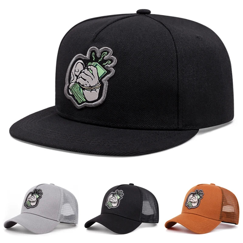 USD Embroidered Flat Brim Mesh Snapback Cap
