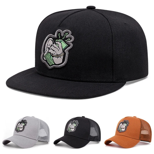 USD Embroidered Flat Brim Mesh Snapback Cap