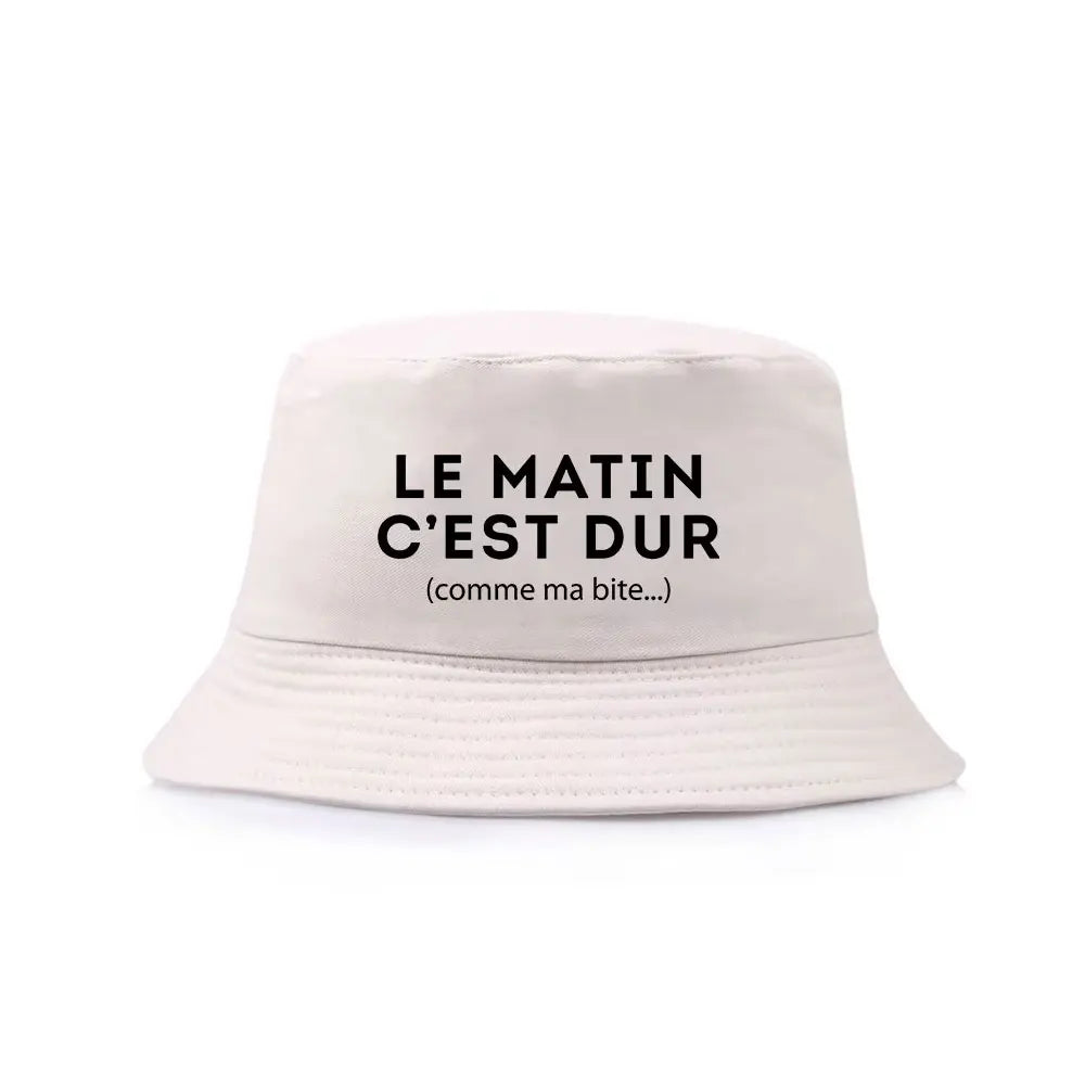 Bob Le Matin C’est Dur Funny Print Bucket Hat