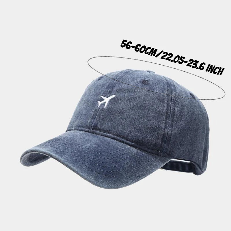 Washed Airplane Embroidered Baseball Cap