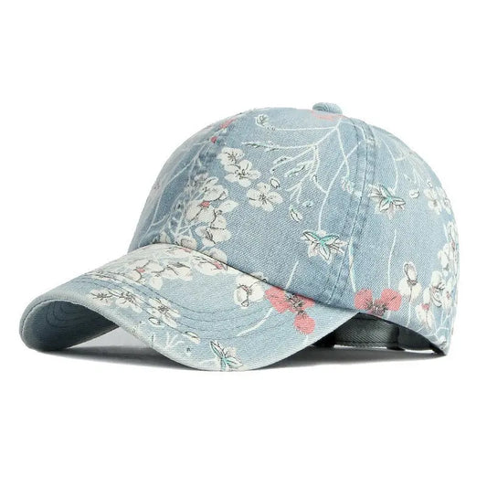 Spring Denim Flower Print Casquette Baseball Cap Adjustable Outdoor Snapback Hats For Men And Women 170