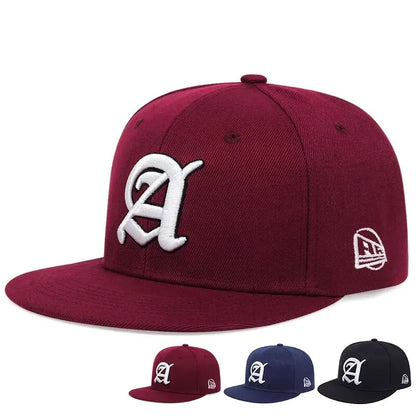 Unisex A Letter Embroidered Snapback Cap