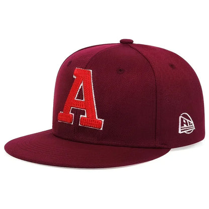 Unisex A Letter Embroidered Hip-Hop Snapback Cap