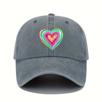 Vintage Heart Print Baseball Cap