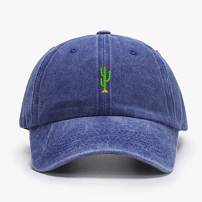 Mini Cactus Embroidery Vintage Soft Baseball Caps Men Women