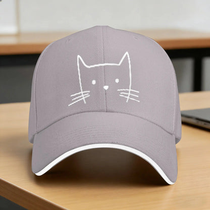 Summer Minimalist Cat Face Snapback Baseball Cap