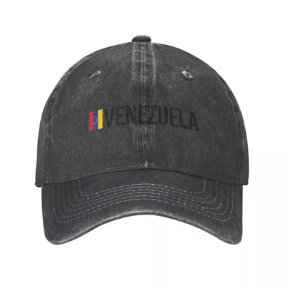 Venezuela Minimalist Distressed Denim Baseball Cap Hat