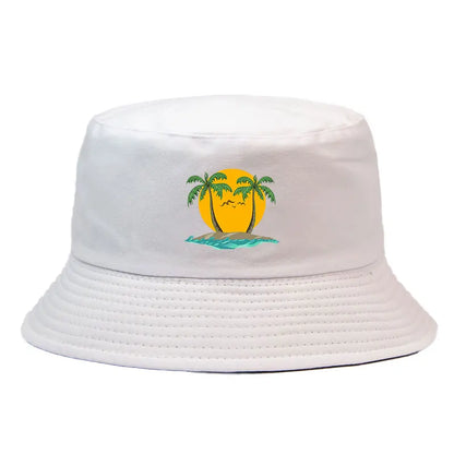 Island Palm Tree Reversible Summer Beach Bucket Hat
