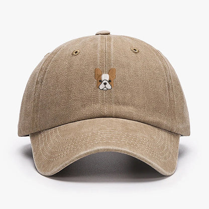 Vintage French Bulldog Embroidered Baseball Cap