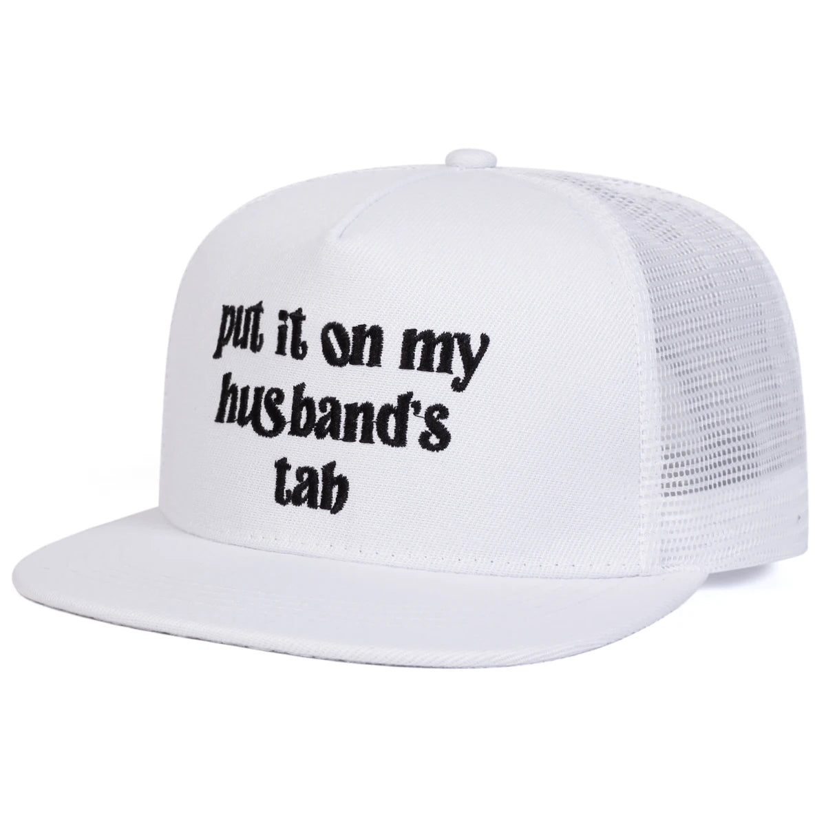 Put It On My Husband Tab Embroidered Snapback Cap