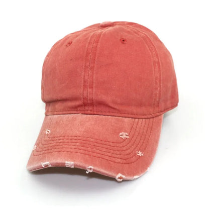 1pc Solid Distressed Perforated Mesh Washed Baseball Cap, Breathable Sun Protection Accessory For Spring And Summer, Adjustable