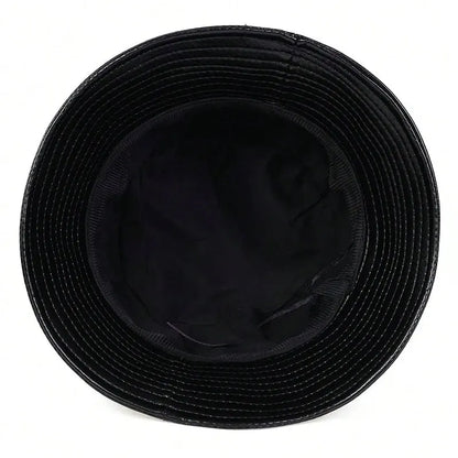 Unisex Solid Color Personality Pu Leather Bucket Hats