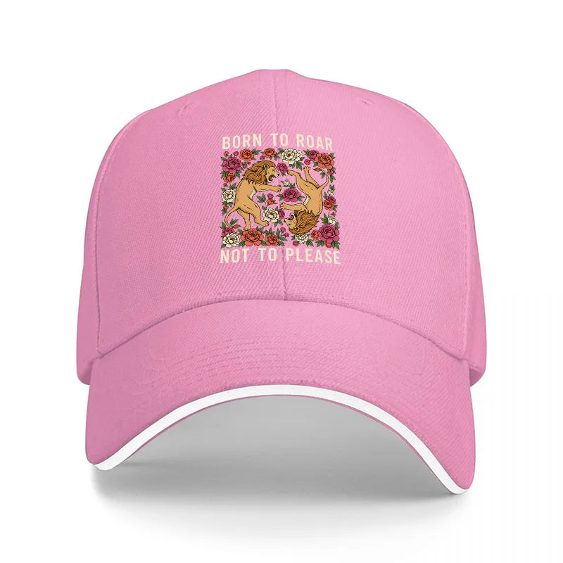 Born To Roar Tiger Flower Baseball Cap