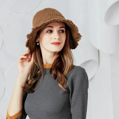 Women Thick Wool Knitted Winter Bucket Hat