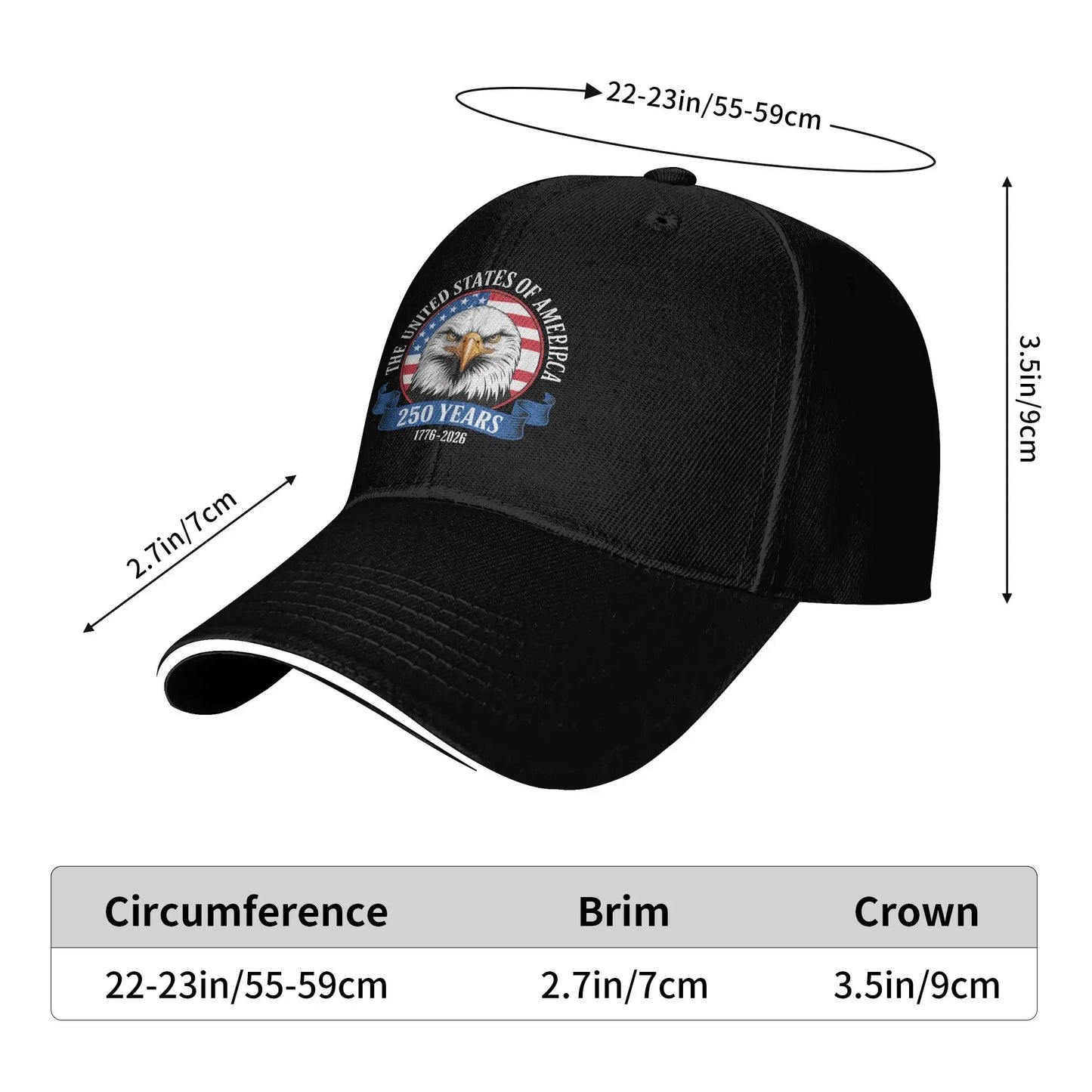 Happy 4th July 250 Years America Pride Patriotic Baseball Cap