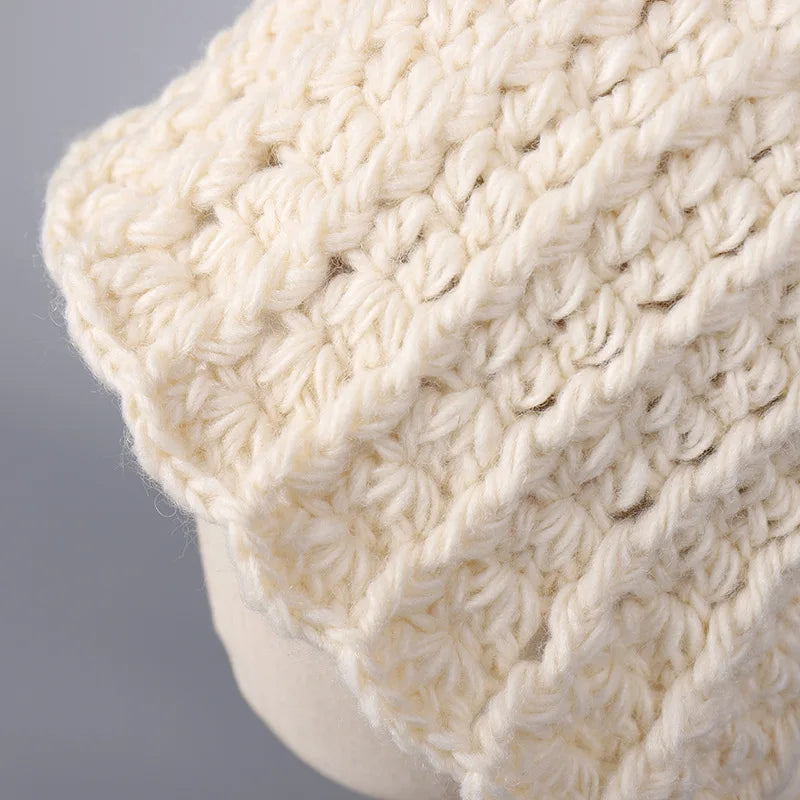 Women Thick Wool Tassel Knitted Bucket Hat