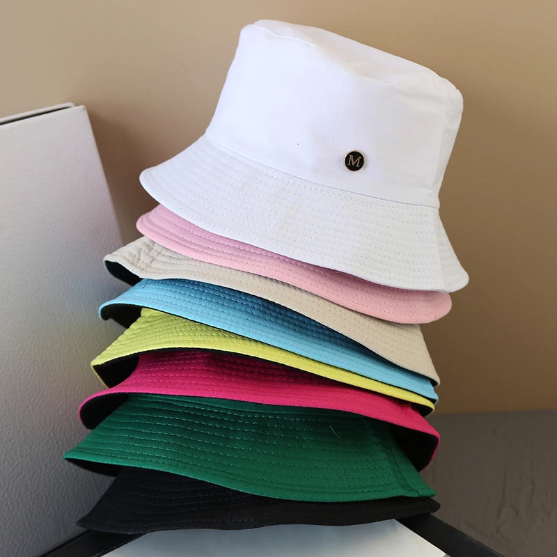 Solid Color Letter Sunshade Bucket Hat