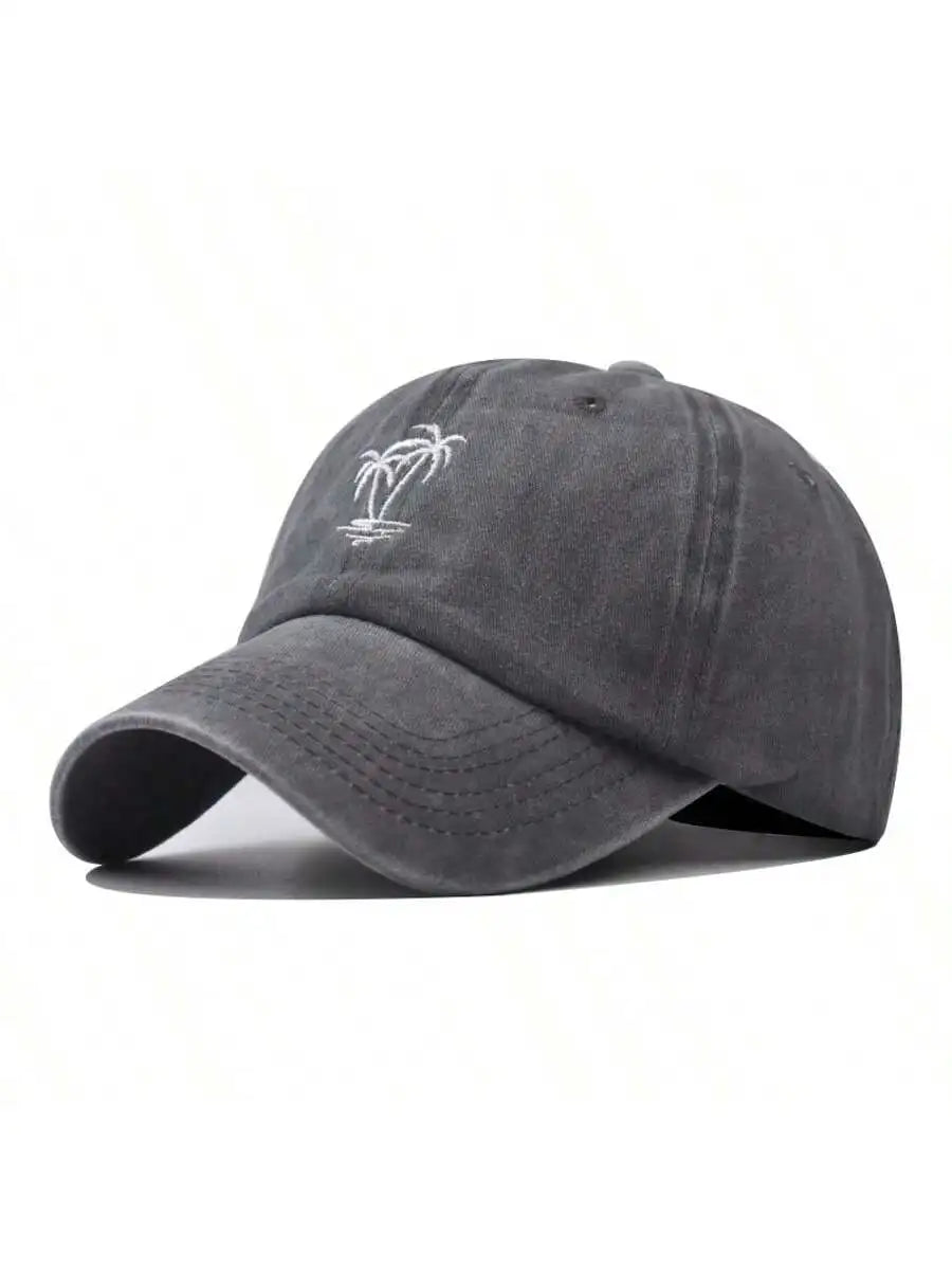 New Fashion Unisex Washed Cotton Cap Coconut Tree