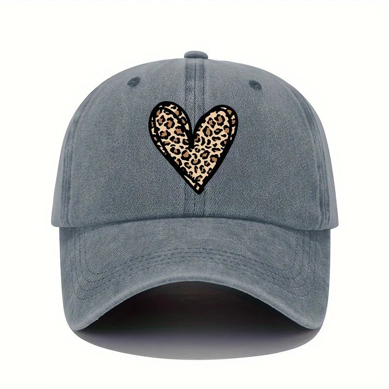 Leopard Heart Print Baseball Cap