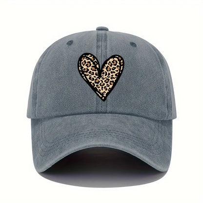 Leopard Heart Print Baseball Cap