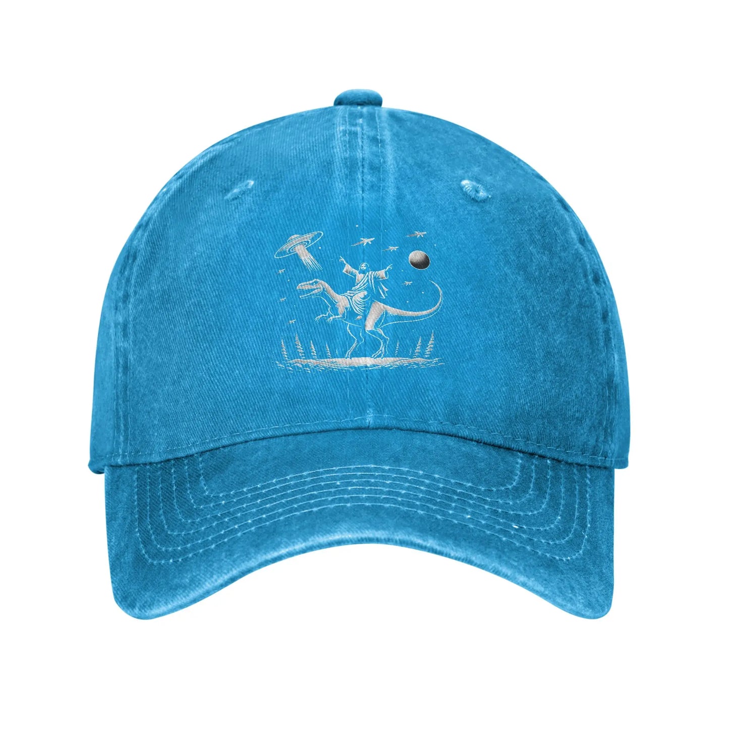 Jesus Riding Dinosaur Baseball Cap