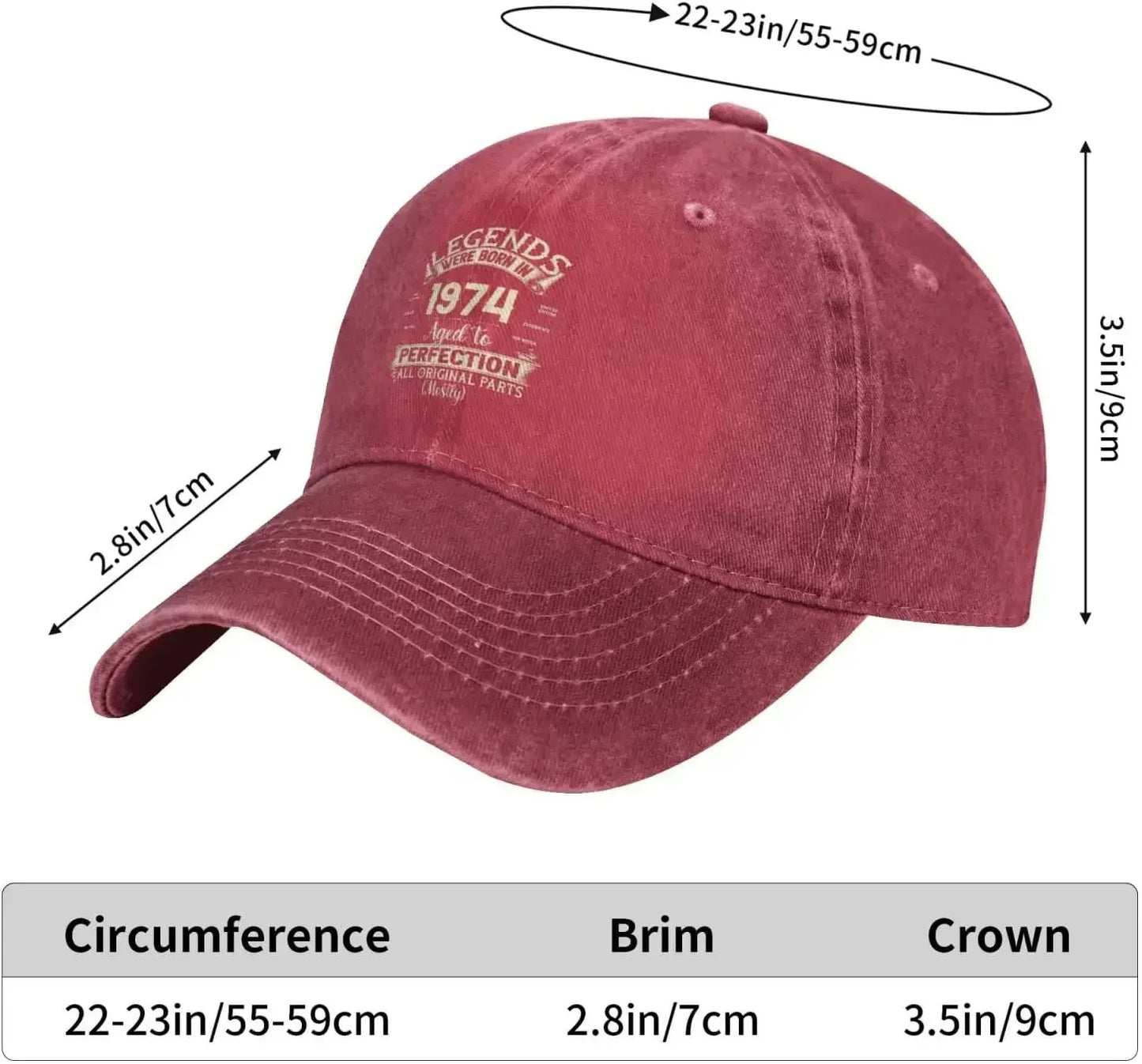 Vintage 1974 Birthday Baseball Cap