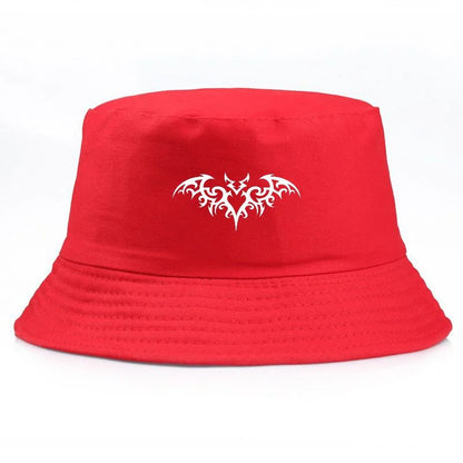 Y2K Tribal Bat Print Vintage Bucket Hat